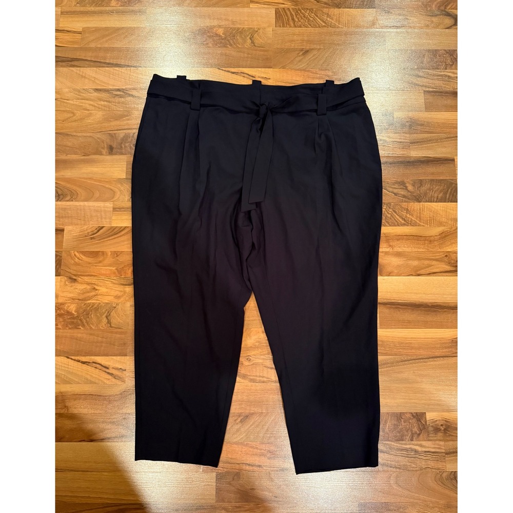 Calvin Klein Women's Plus Size 24W Black Tie Waist Cropped Dress Pants NWOT work